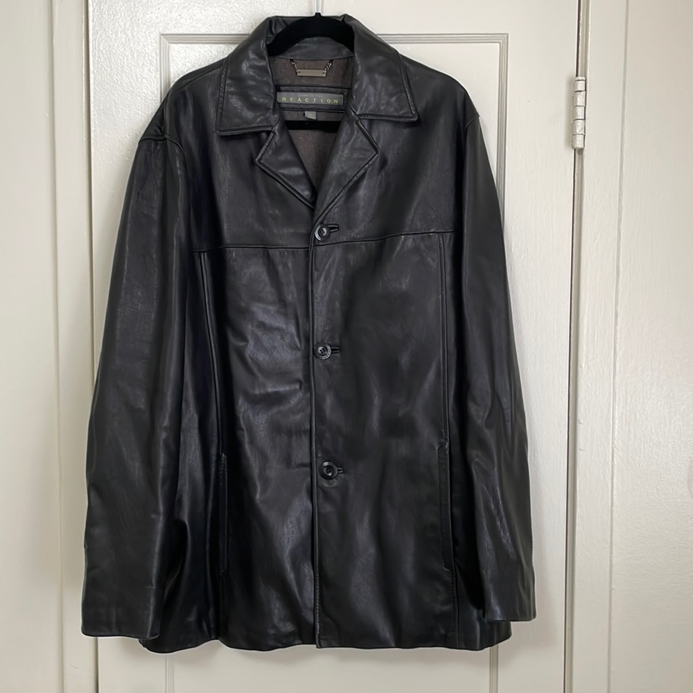 Kenneth Cole Reaction Black Leather Jacket, XL